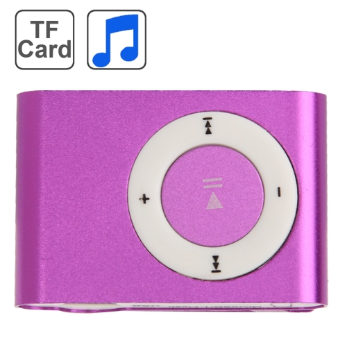 TF (Micro SD) Card Slot MP3 Player with Clip (Purple) - Click Image to Close